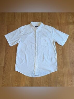 George Mens Short Sleeve White Button Down Classic White Dress Shirt SizeM 38/40
